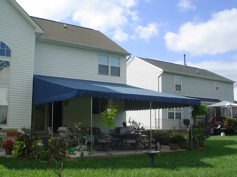 blue residential awning