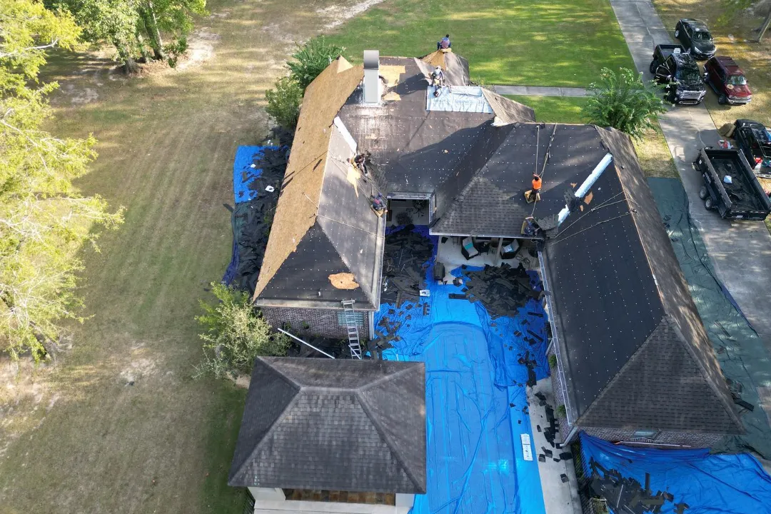 maggio residence atlas pinnacle pristine weathered wood denham springs la in progress drone overhead