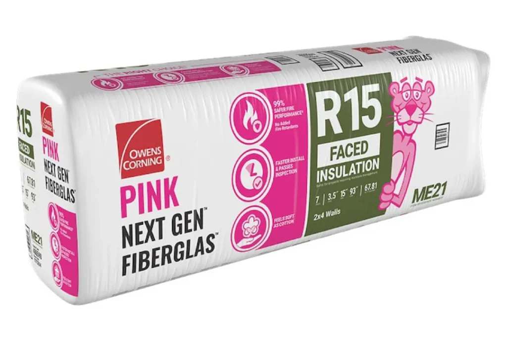 bundle of owens corning pink fiberglas insulation