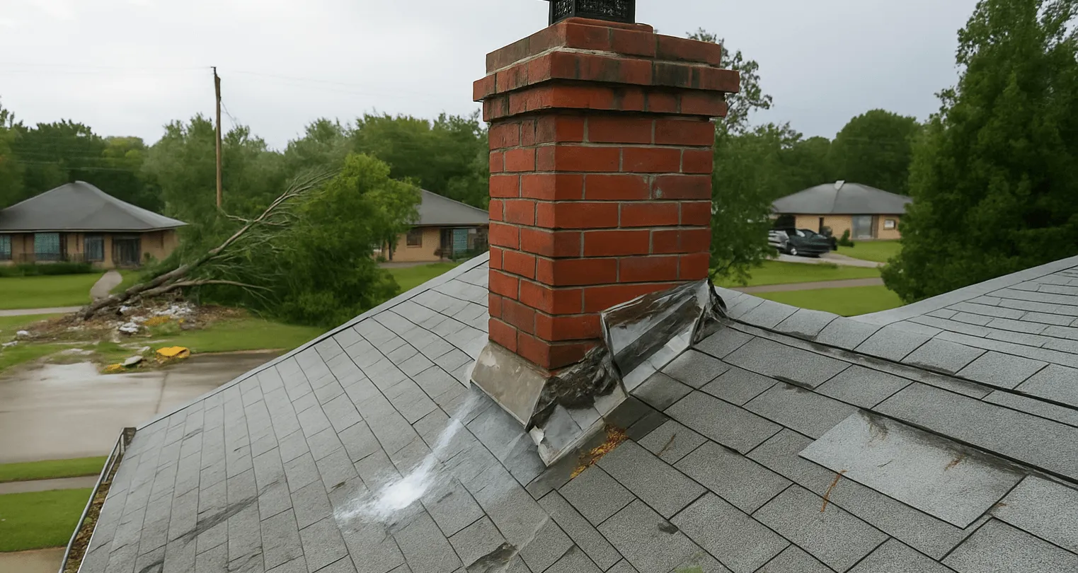 Roofing News - Blog Chimney detail showing why roof flashing fail in Baton Rouge
